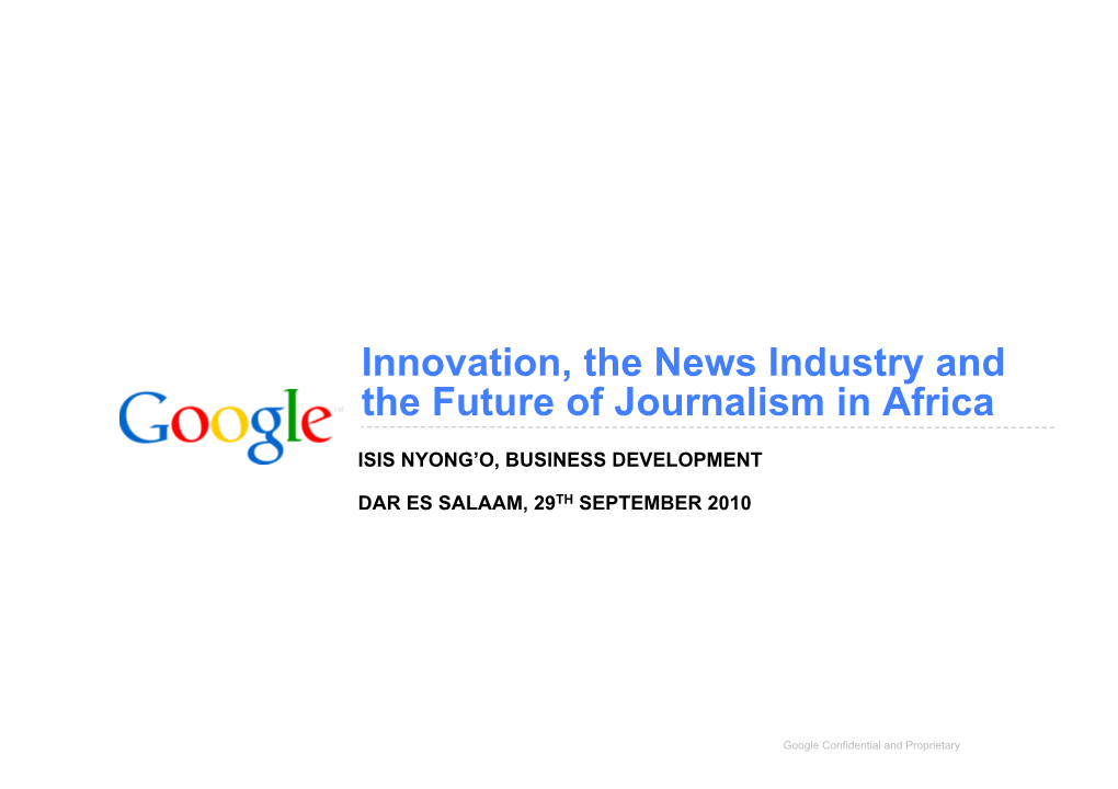 Innovation, the News Industry and the Future of Journalism in Africa