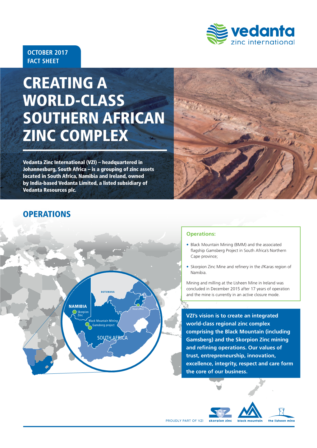 Fact Sheet Creating a World-Class Southern African Zinc Complex