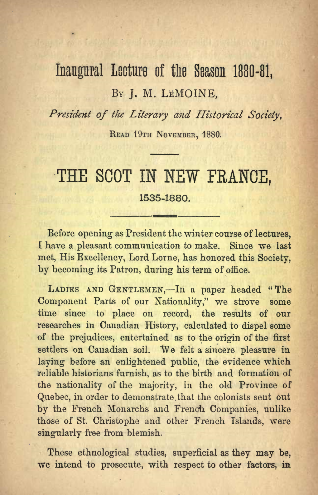 The Scot in New France, 1535-1880