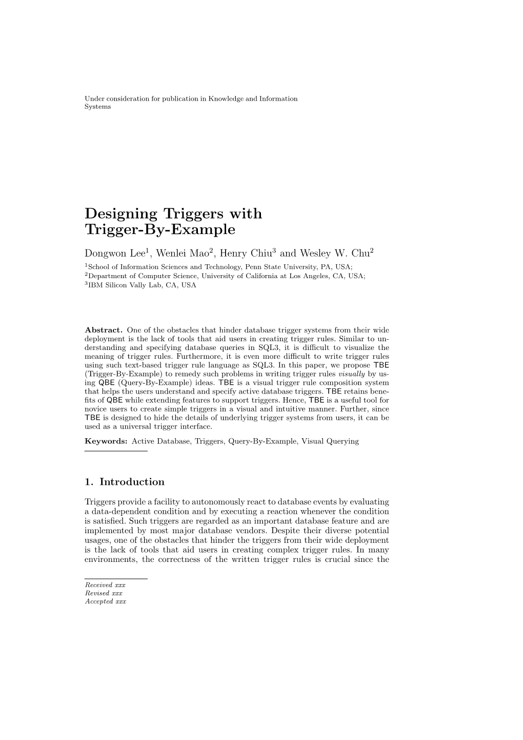 Designing Triggers with Trigger-By-Example