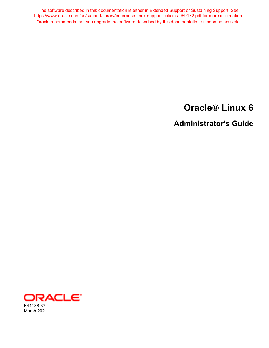 Oracle® Linux 6 Administrator's Guide