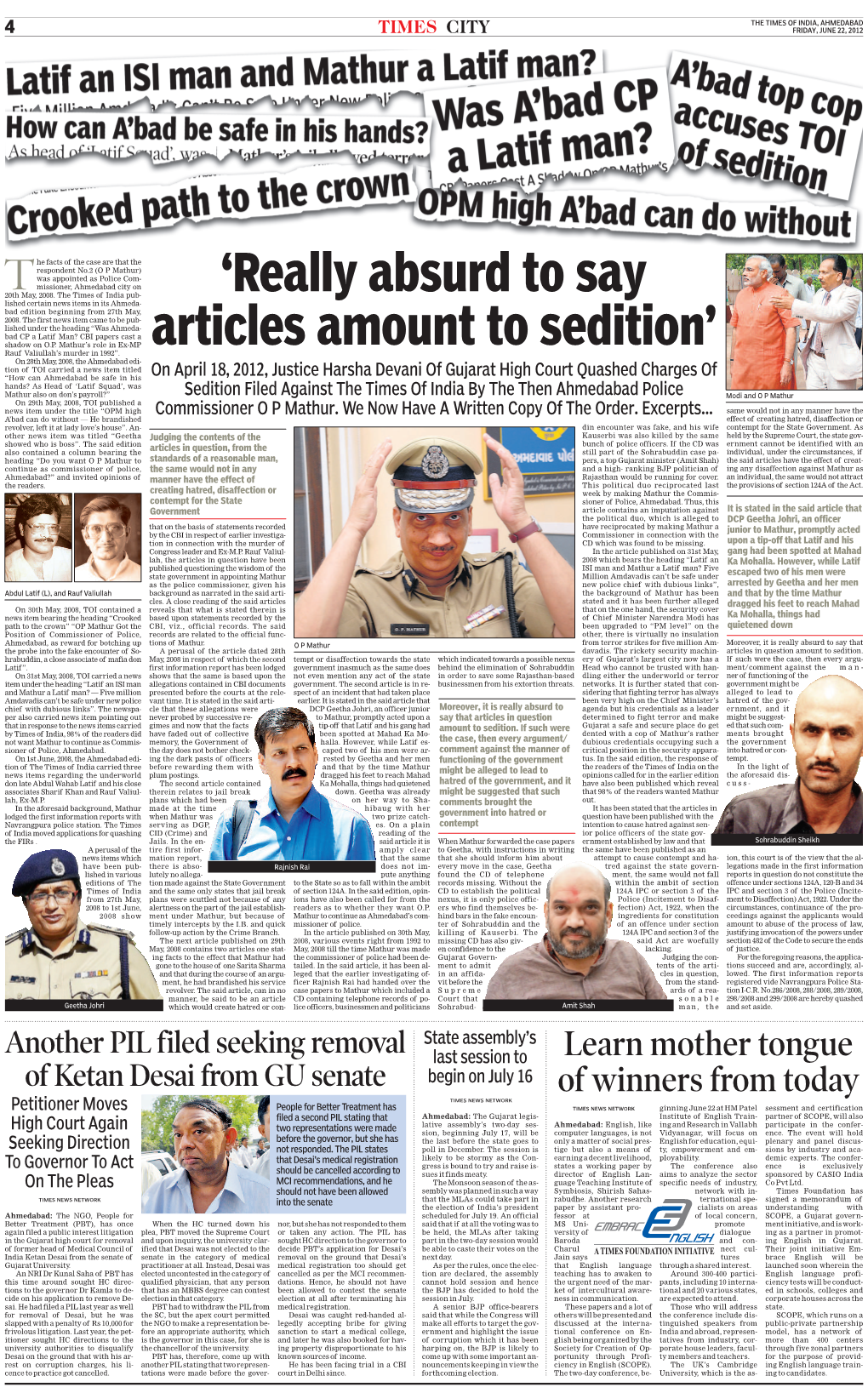 TOI (June 22, 2012)