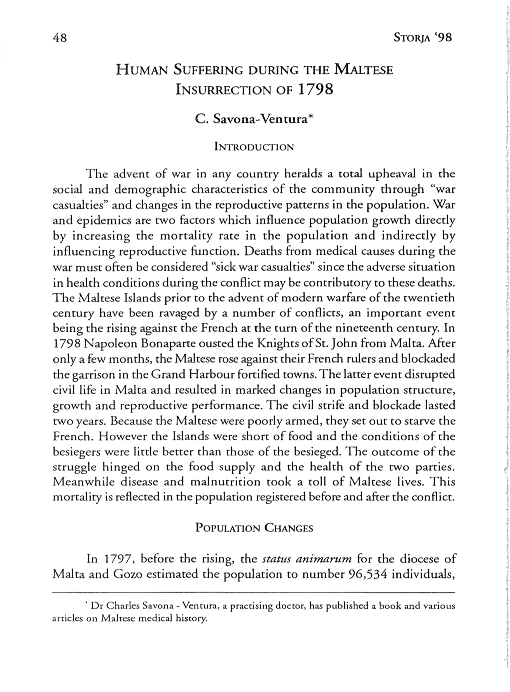 Human Suffering During the Maltese Insurrection of 1798