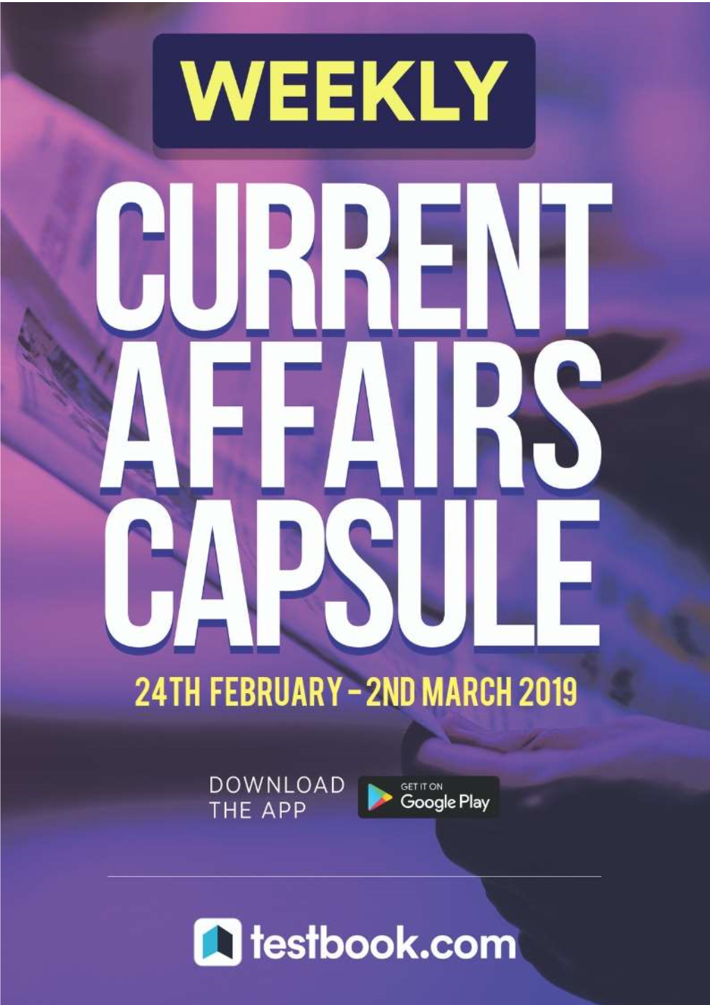 Current Affairs Weekly Capsule I 24Th February to 2Nd March 2019 Curren 1