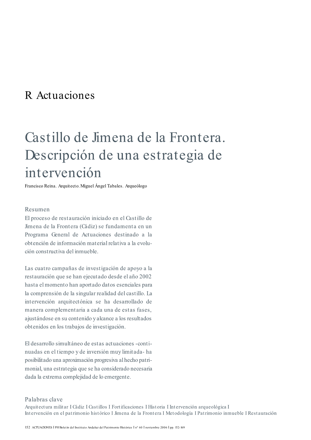 Castillo De Jimena De La Frontera. Descripción De Una Estrategia De Intervención Francisco Reina