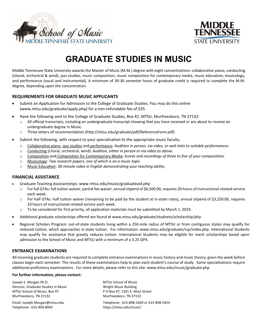 Graduate Studies in Music