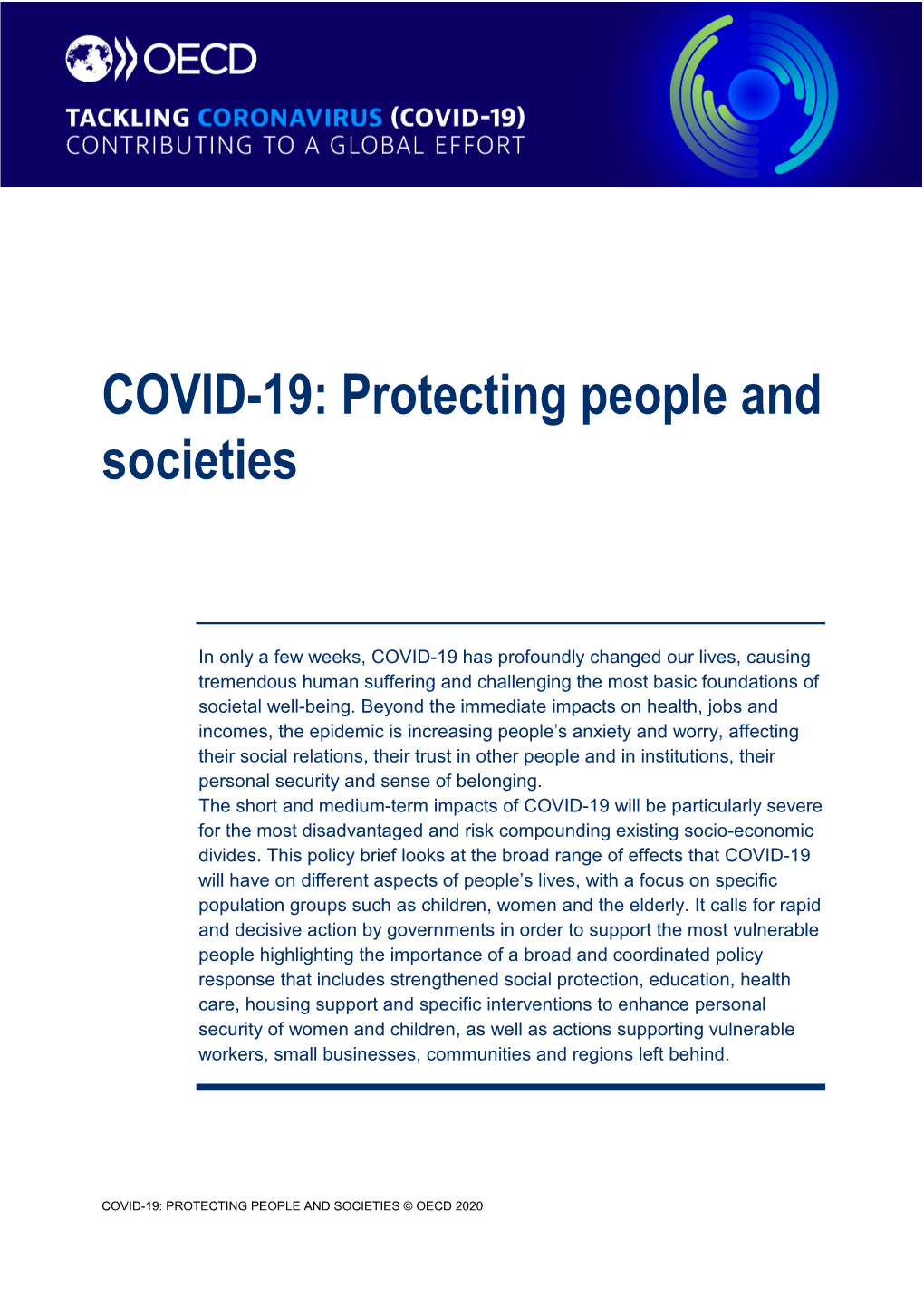 COVID-19: Protecting People and Societies