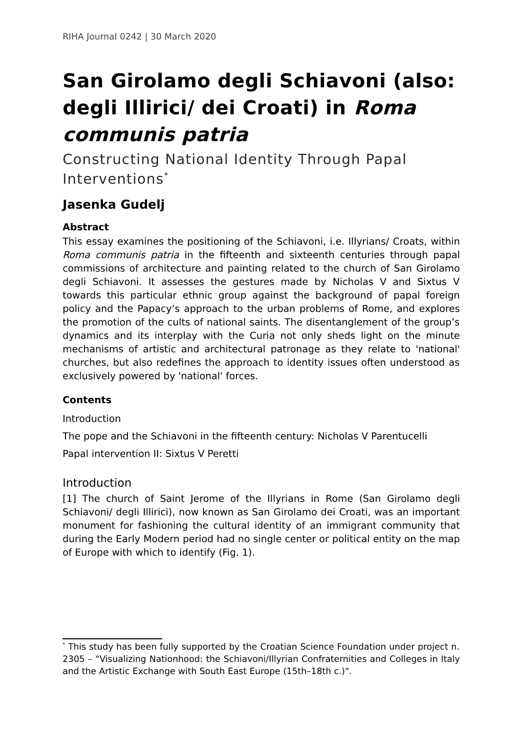 Communis Patria Constructing National Identity Through Papal Interventions*