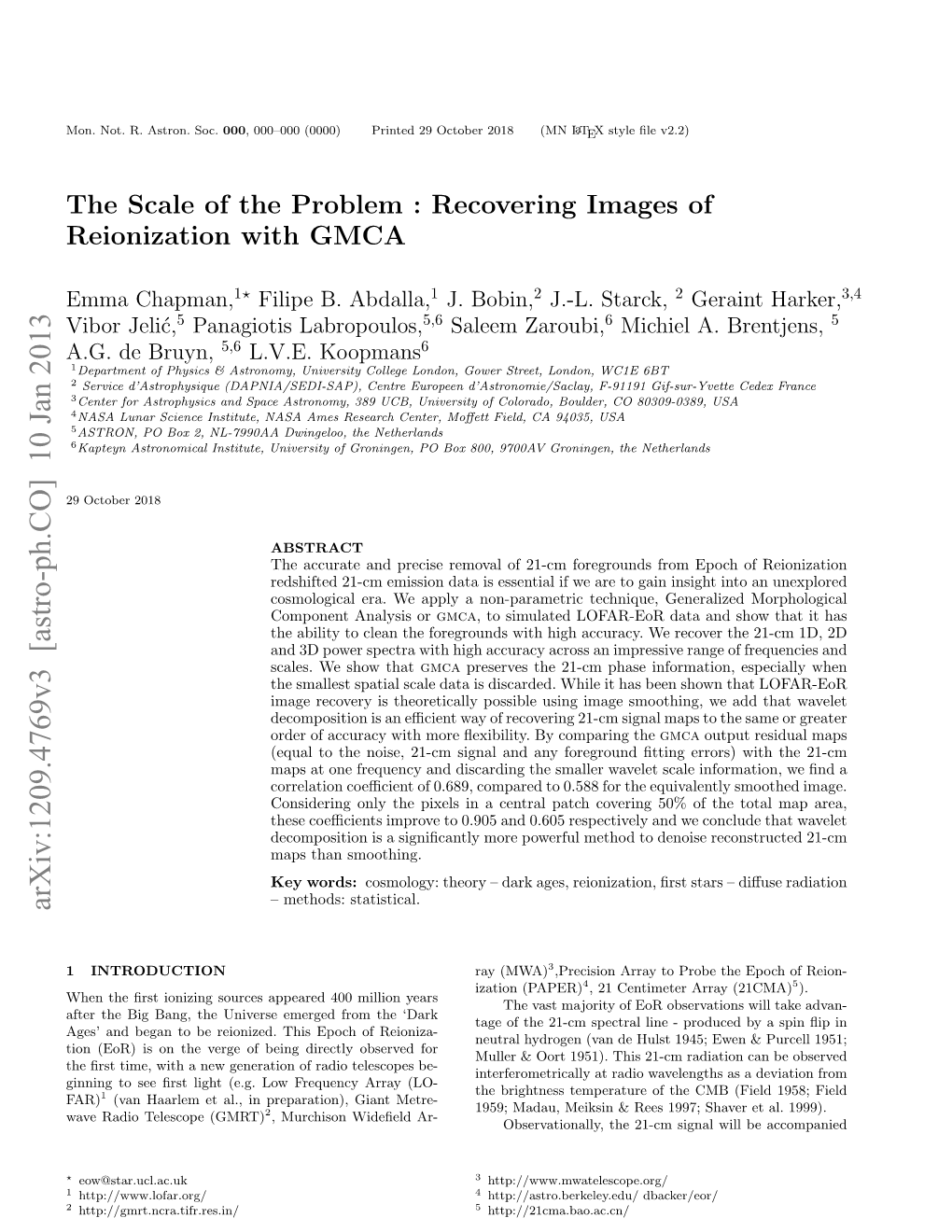 The Scale of the Problem: Recovering Images of Reionization with GMCA