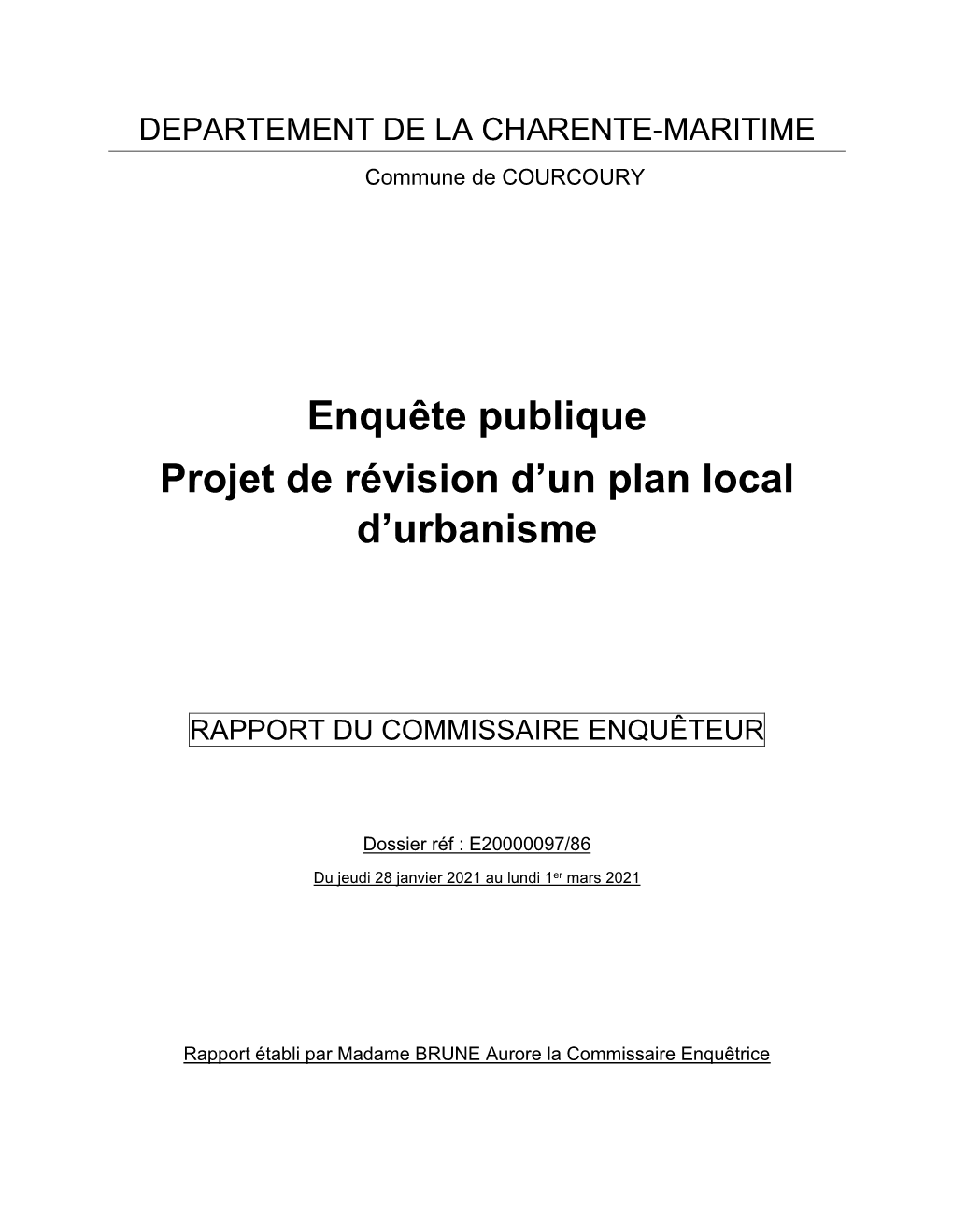 Enquête Publique Projet De Révision D'un Plan Local D'urbanisme