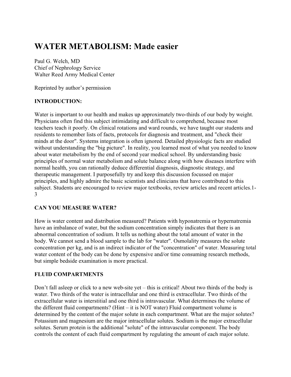 WATER METABOLISM: Made Easier