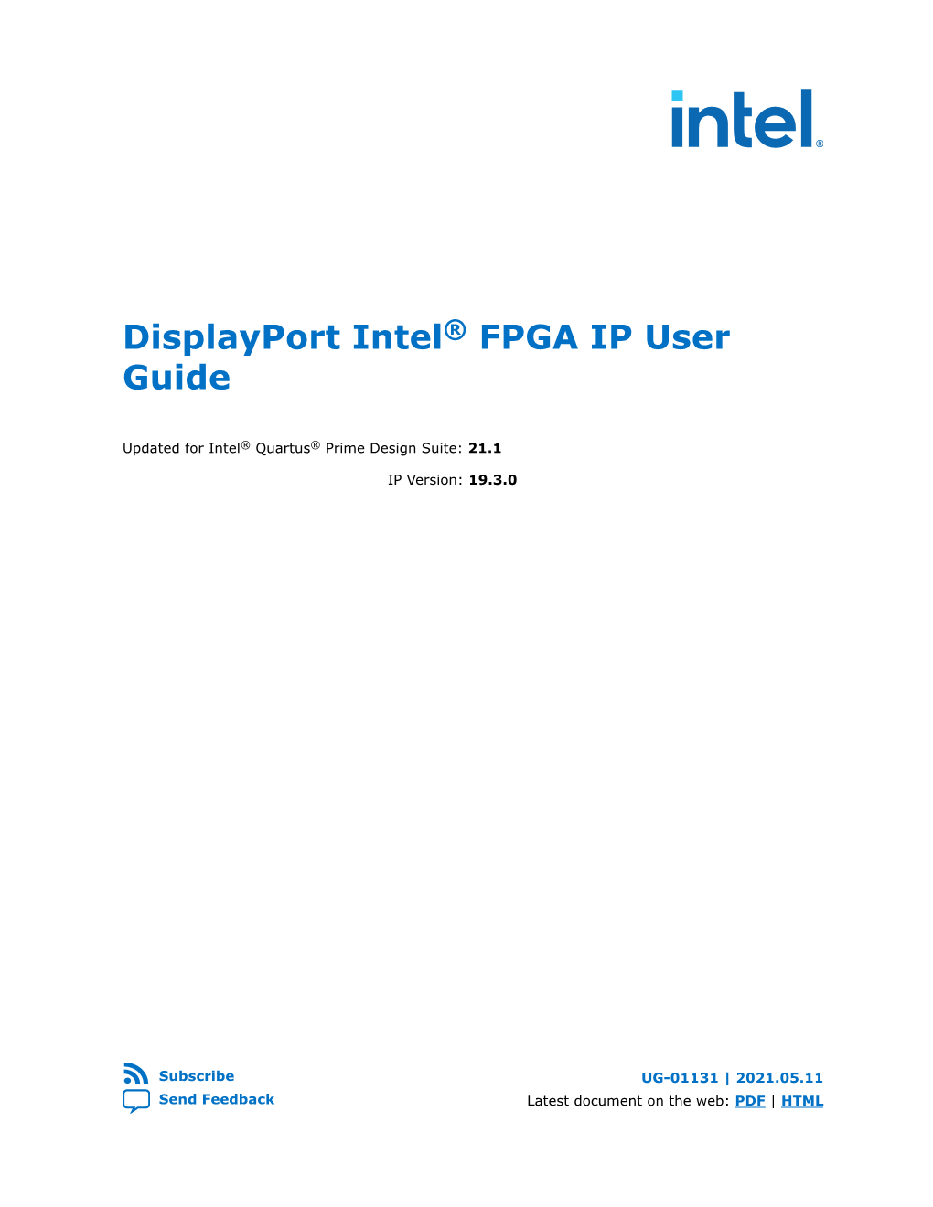 Displayport Intel® FPGA IP User Guide