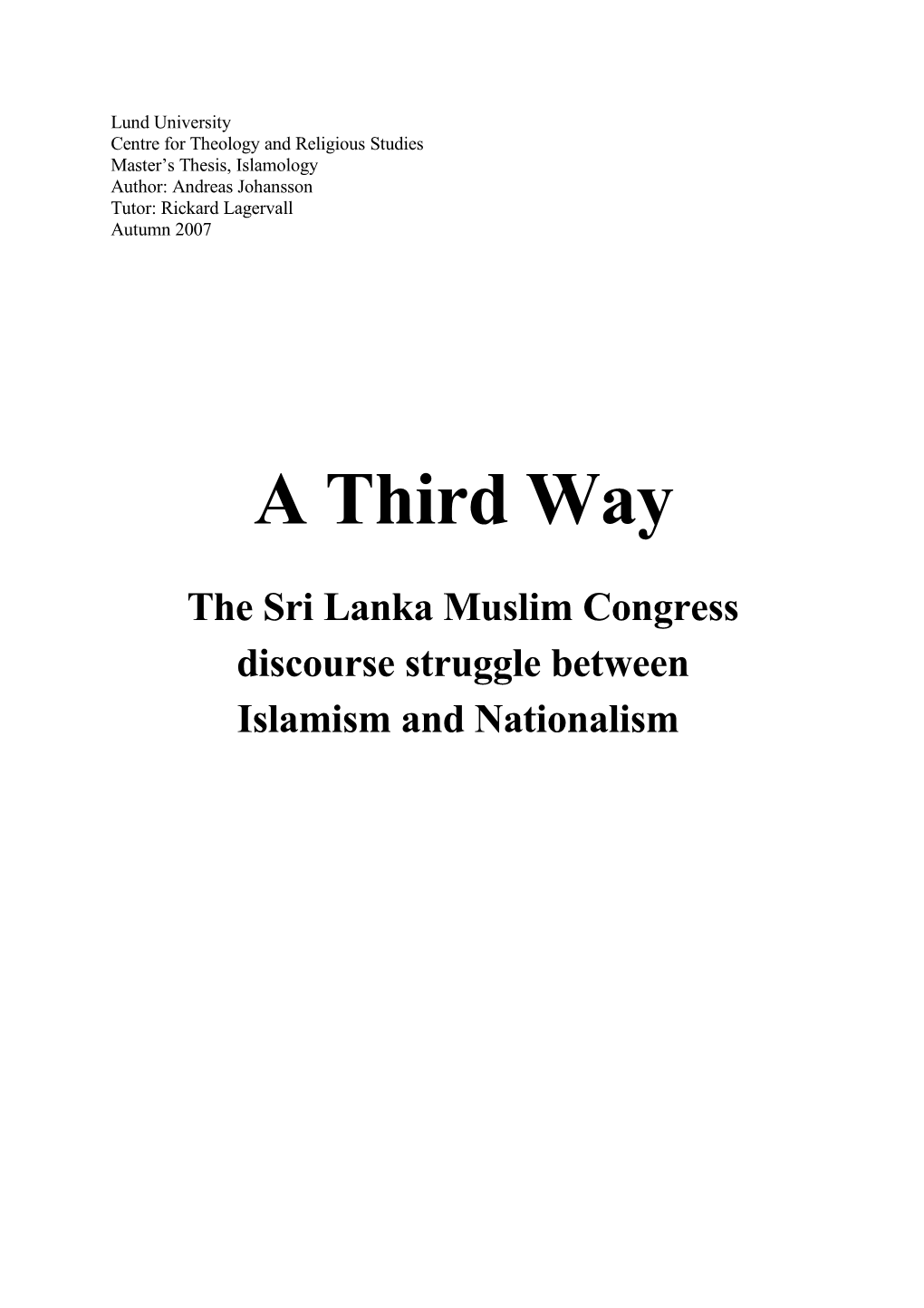 Contextualizing Sri Lanka Muslim Congress