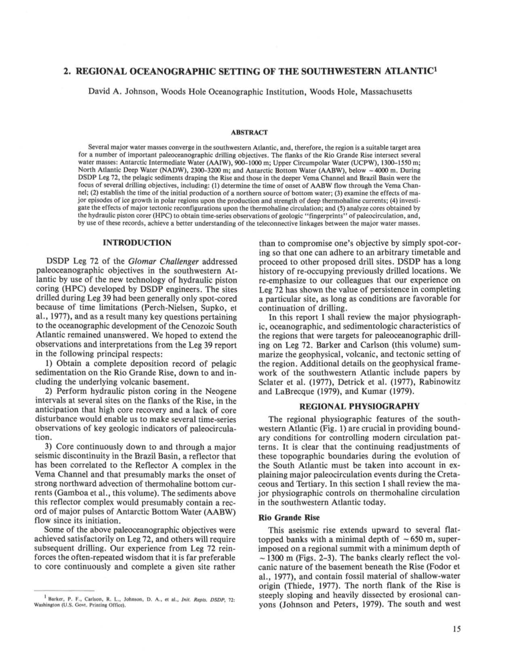 2. Regional Oceanographic Setting of the Southwestern Atlantic1