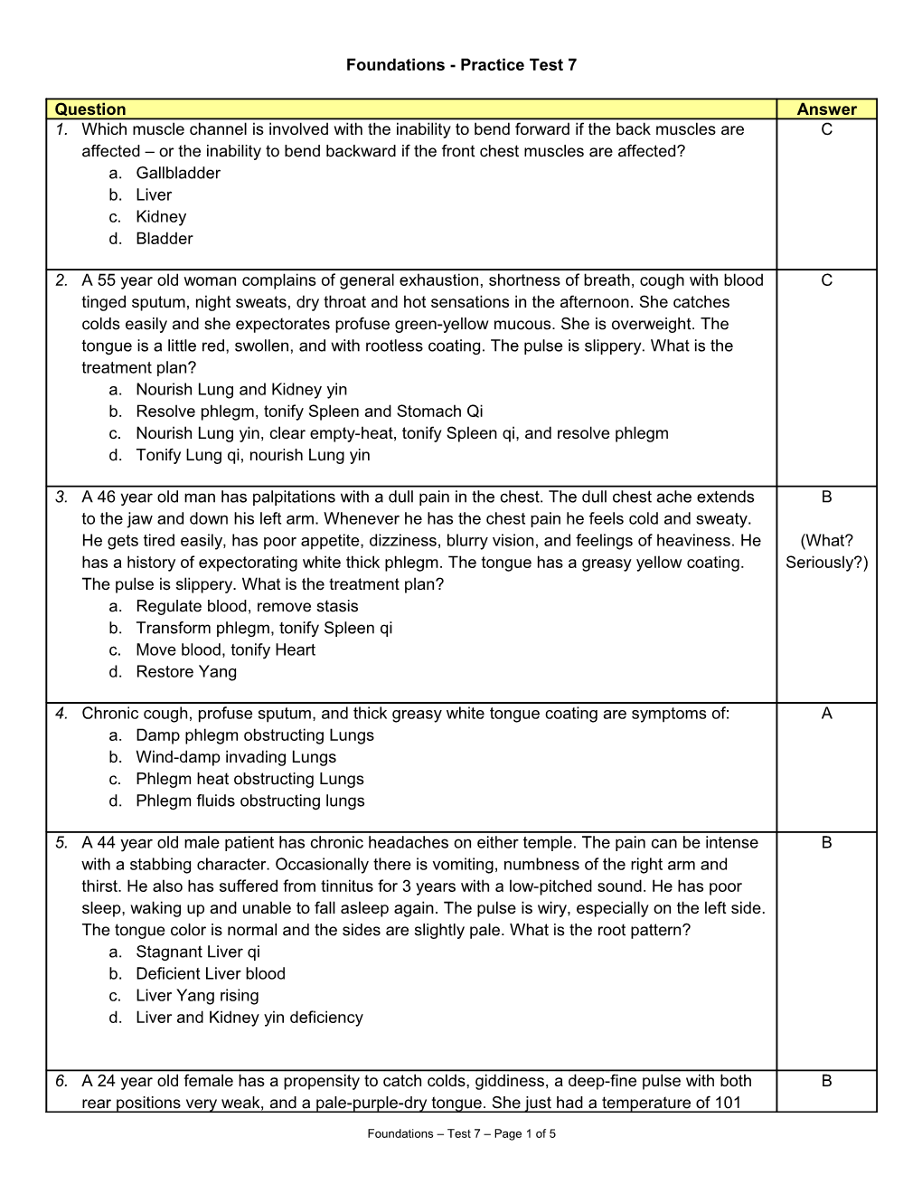 Foundations - Practice Test 7