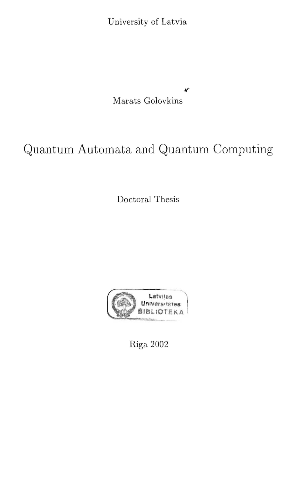 Quantum Automata and Quantum Computing