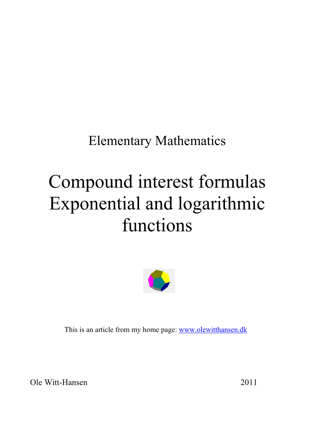 Compound Interest Formulas Exponential and Logarithmic Functions