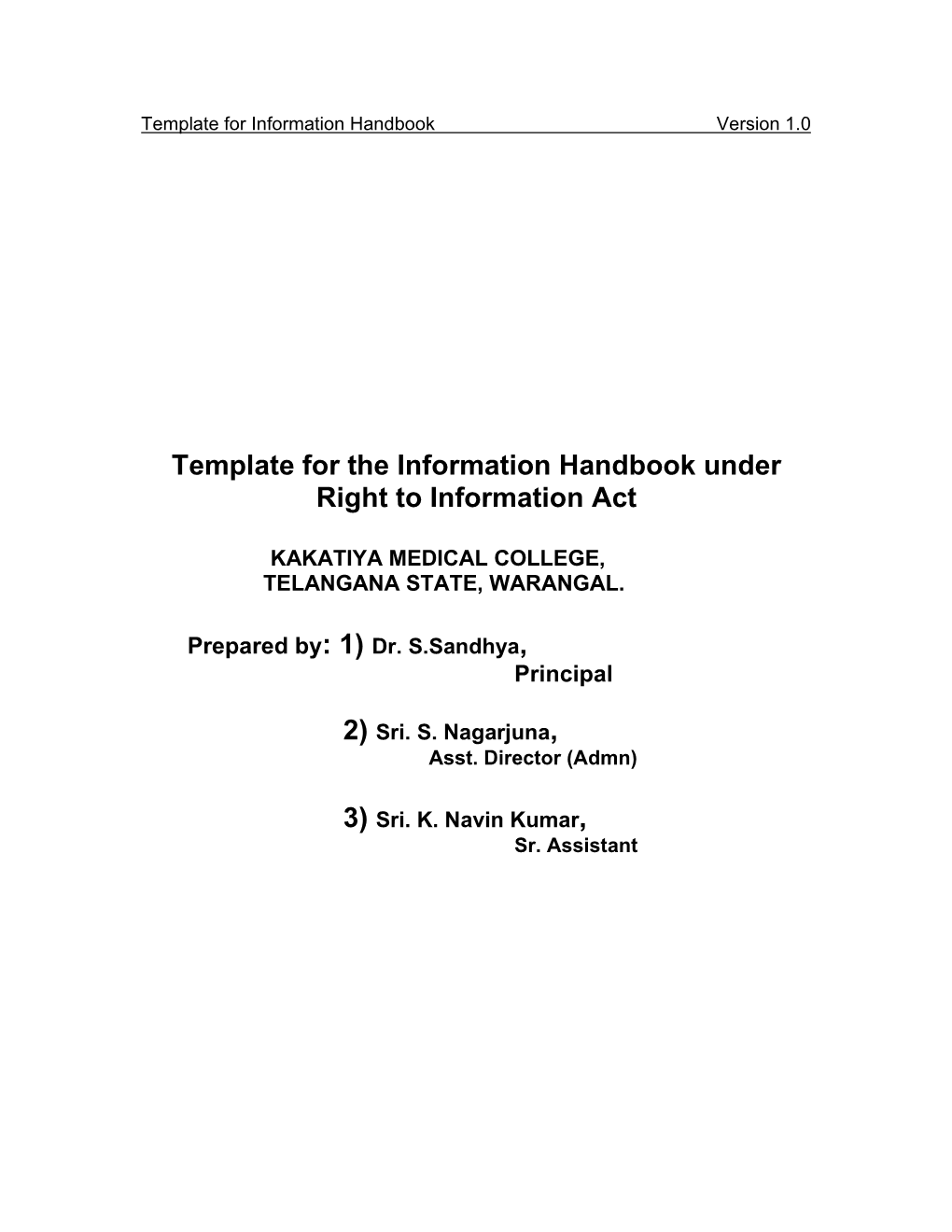 Handbook Under Right Information