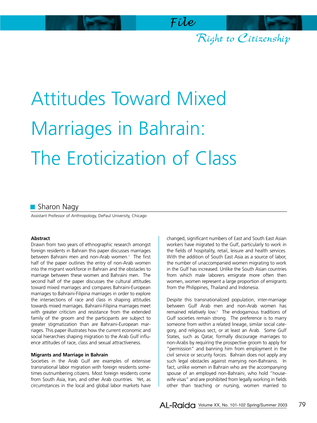 Attitudes Toward Mixed Marriages in Bahrain