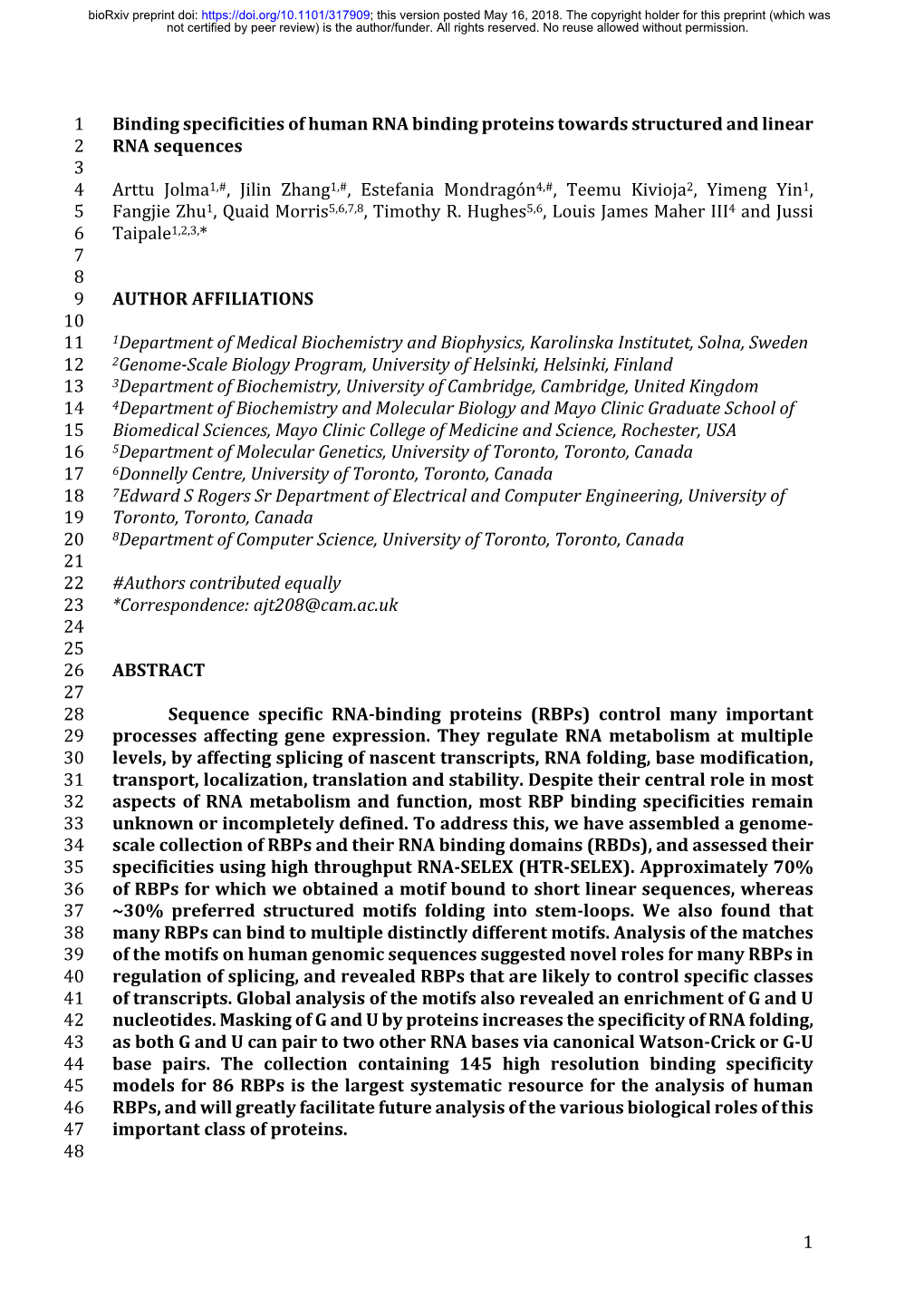 Binding Specificities of Human RNA Binding Proteins Towards Structured and Linear RNA Sequences