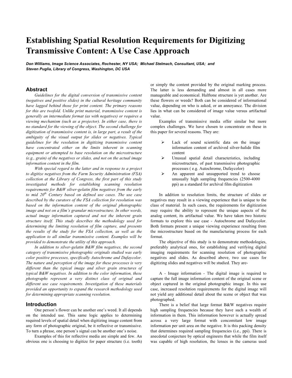 Establishing Spatial Resolution Requirements for Digitizing Transmissive Content: a Use Case Approach