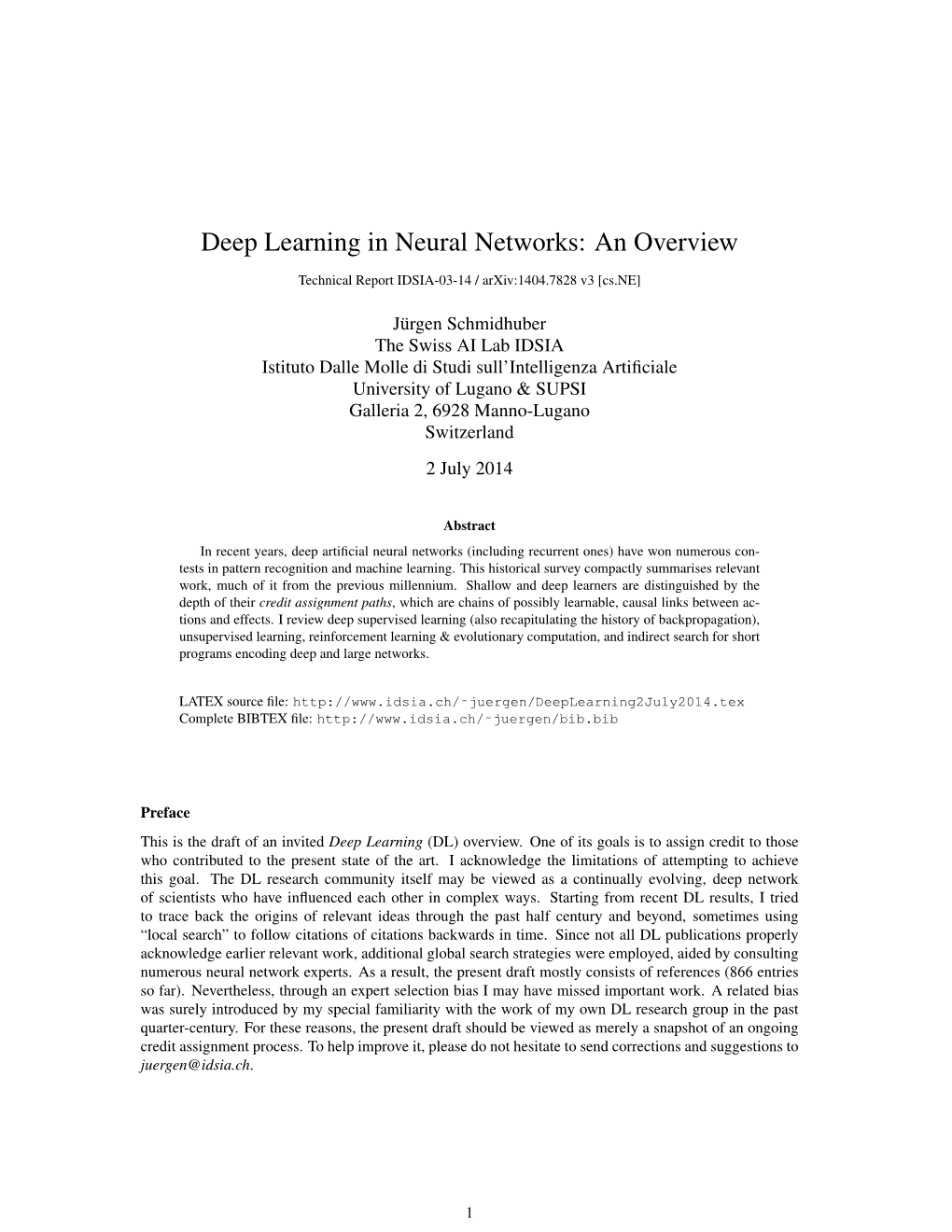 Deep Learning in Neural Networks: an Overview