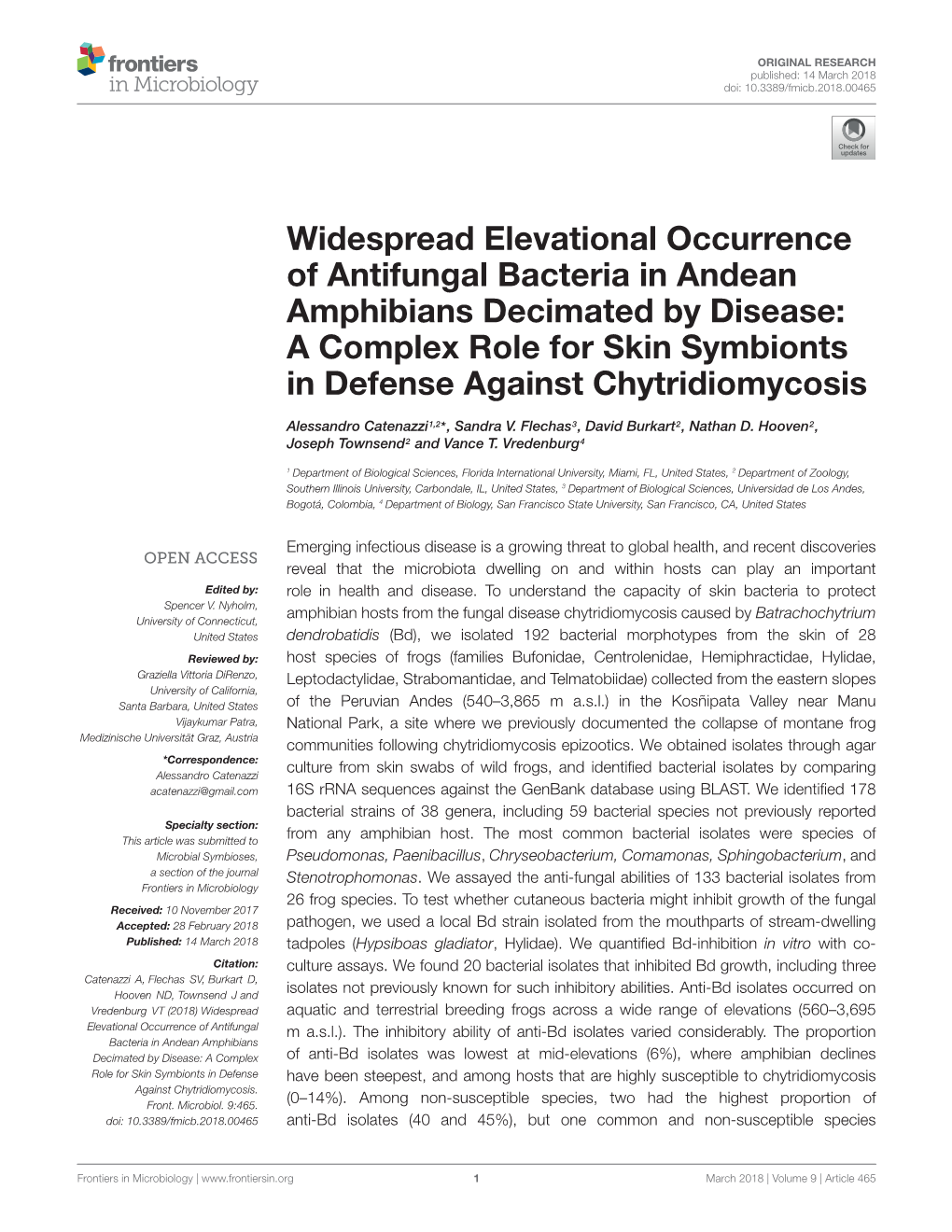 Widespread Elevational Occurrence Of