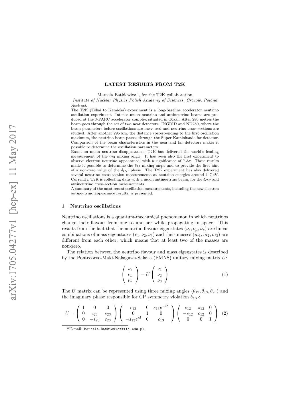 Arxiv:1705.04277V1 [Hep-Ex] 11 May 2017