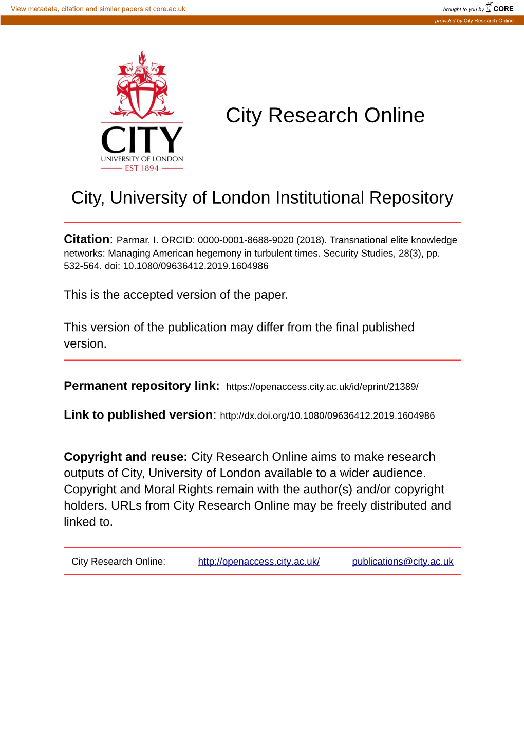 City Research Online