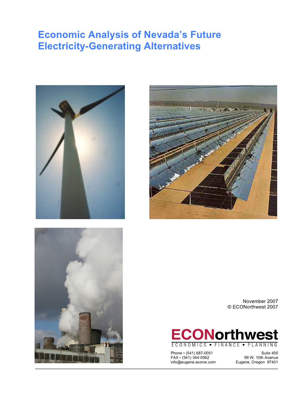 Economic Analysis of Nevada's Future Electricity-Generating Alternatives