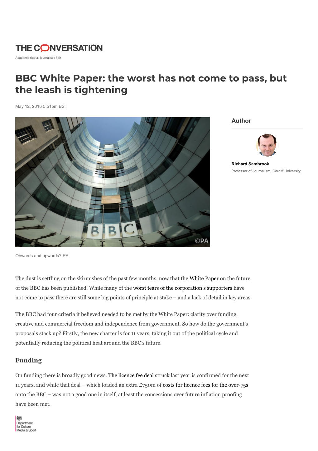 BBC White Paper: the Worst Has Not Come to Pass, but the Leash Is Tightening