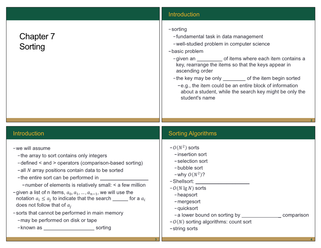 Chapter 7 Sorting