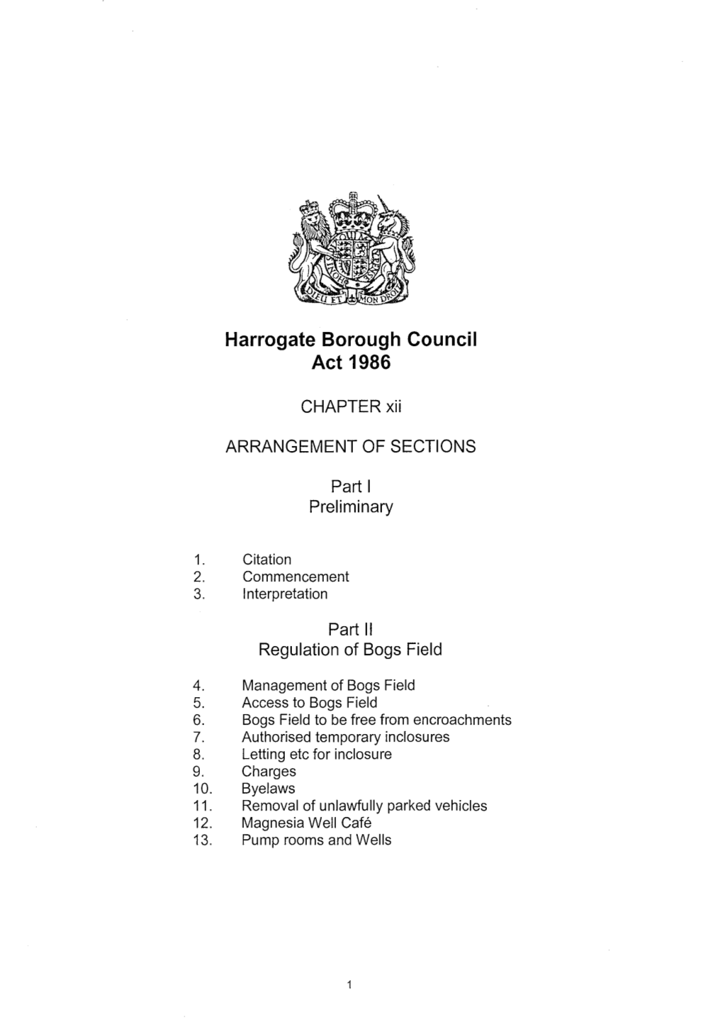 Harrogate Borough Council Act 1986