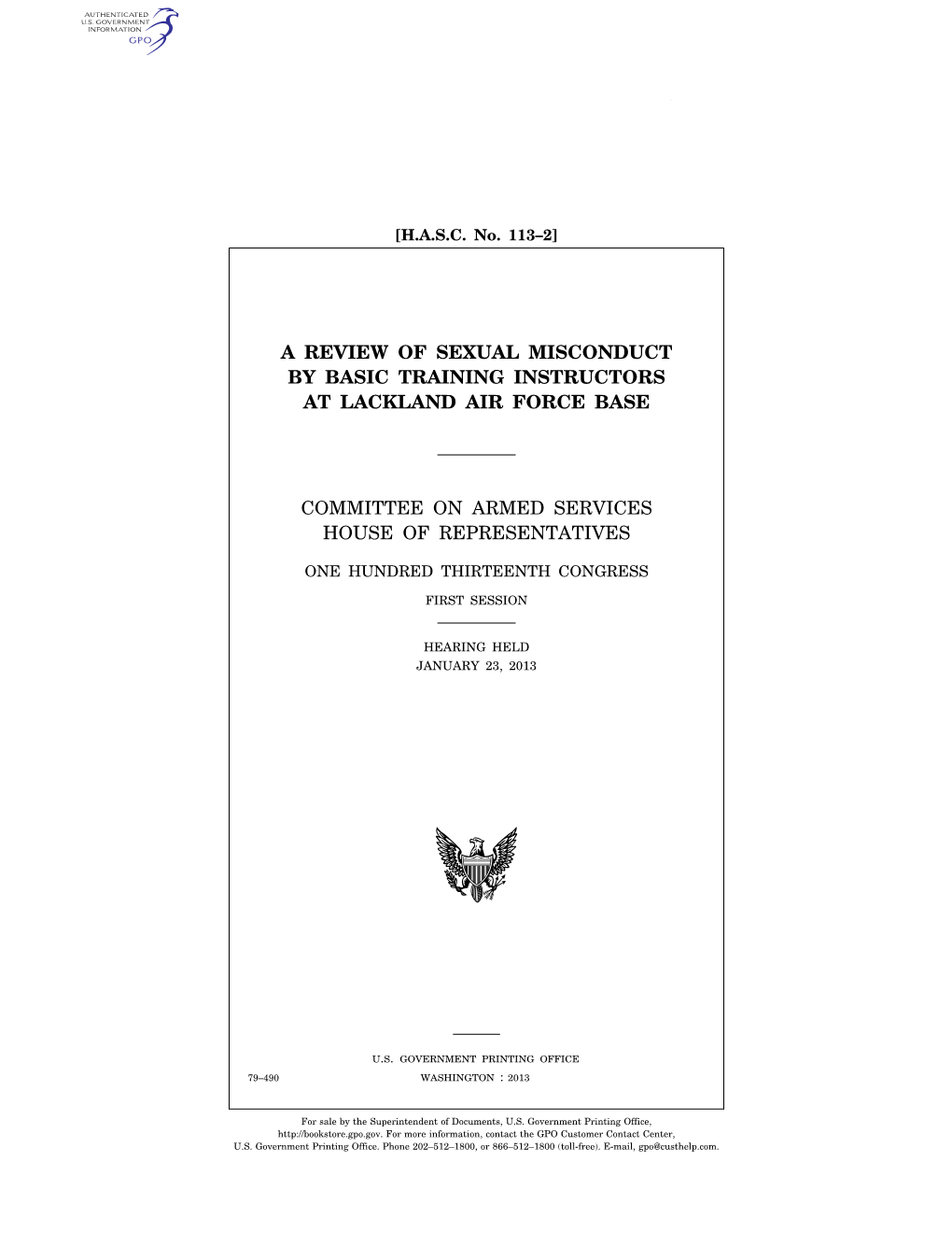 Review of Sexual Misconduct by Basic Training Instructors at Lackland Air Force Base