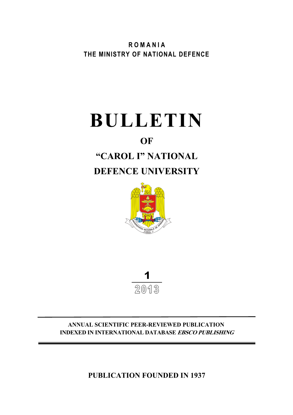 Bulletin of “Carol I” National Defence University ● 2013 ░ ░ ░ ░ ░