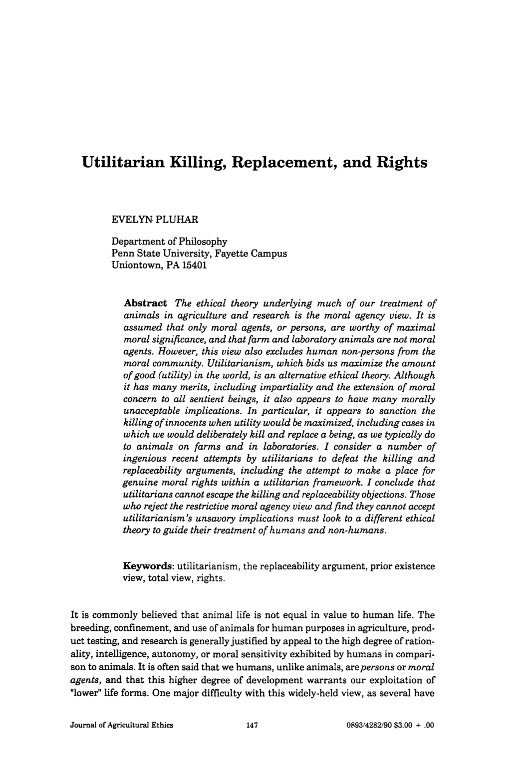 Utilitarian Killing, Replacement, and Rights