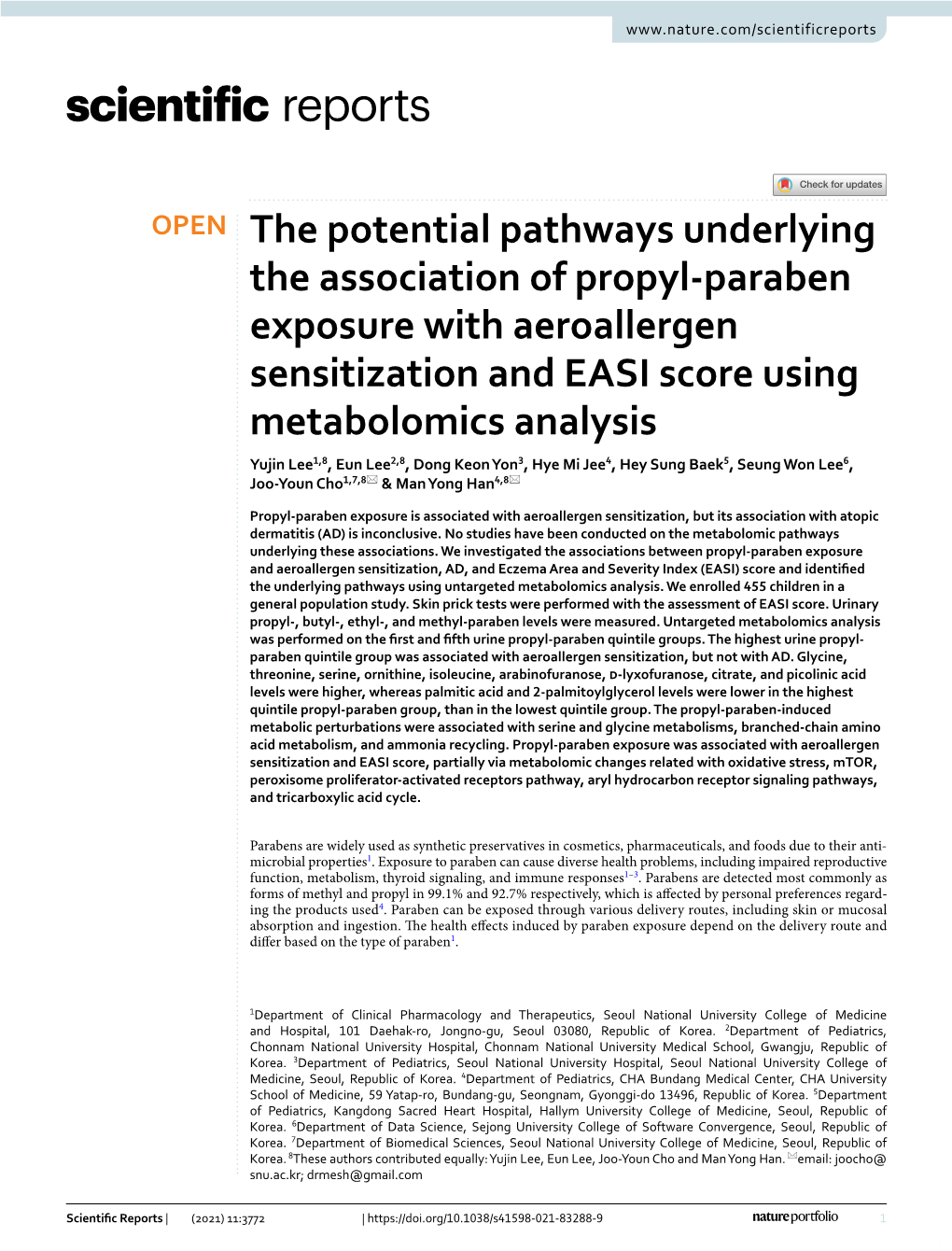 The Potential Pathways Underlying the Association of Propyl-Paraben