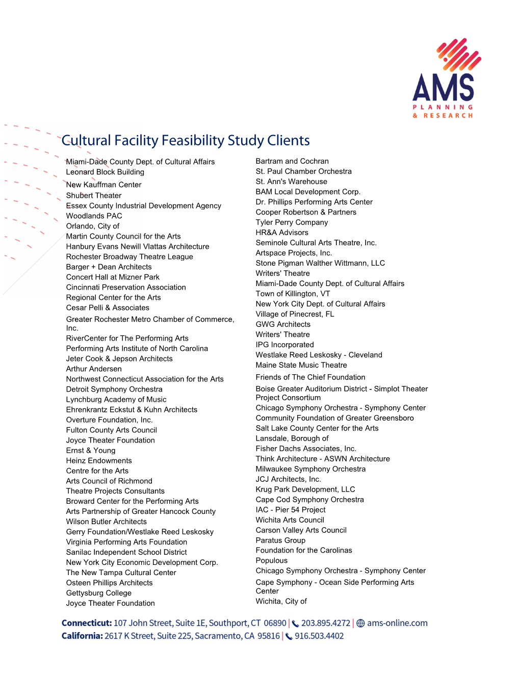 Cultural Facility Feasibility Study Clients