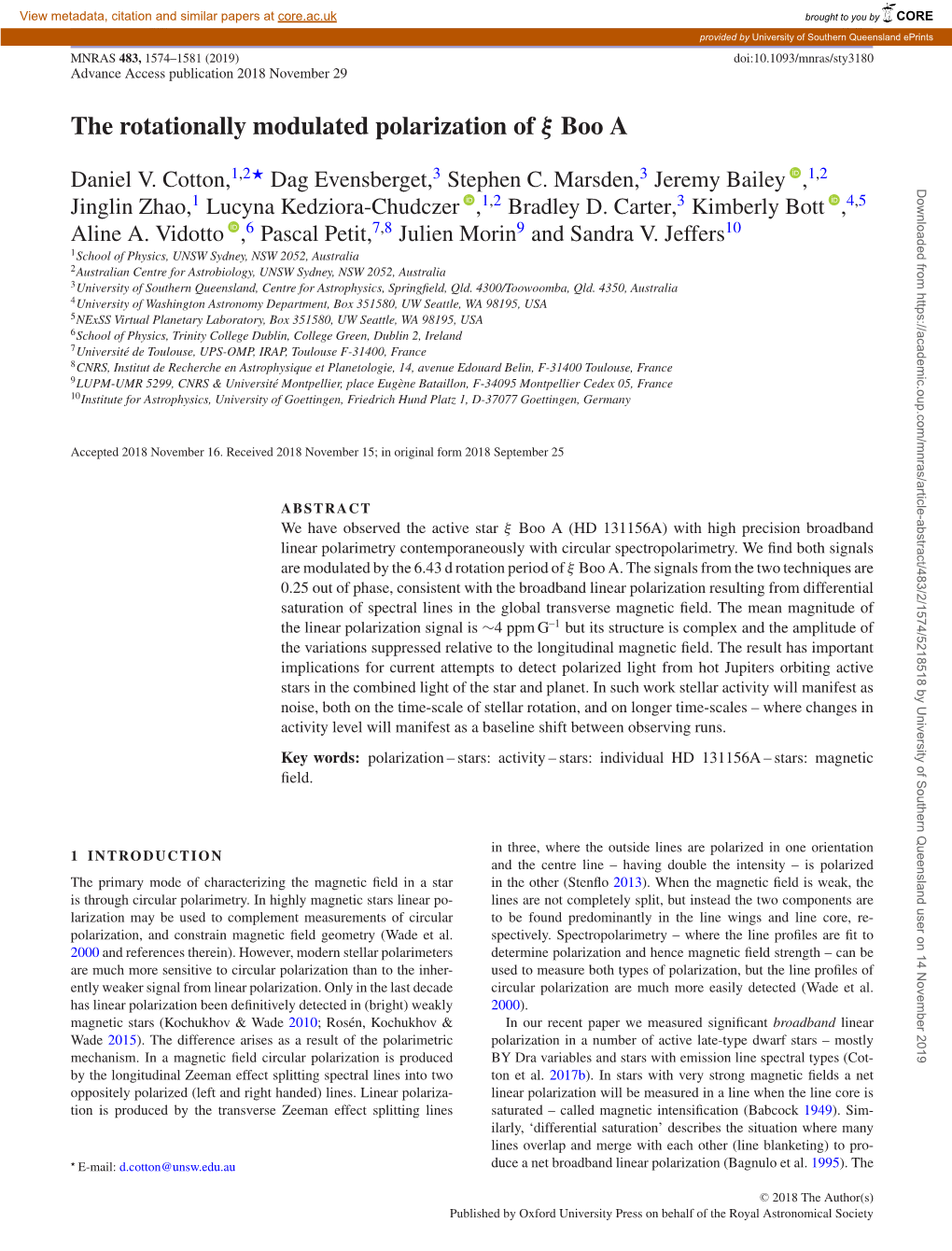 The Rotationally Modulated Polarization of Ξ Boo A