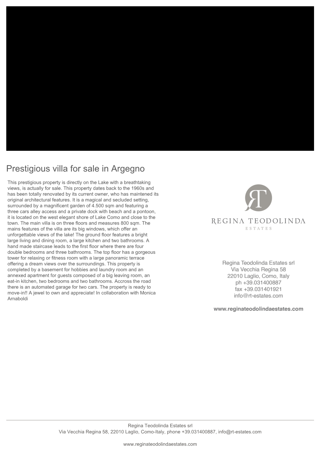 Prestigious Villa for Sale in Argegno