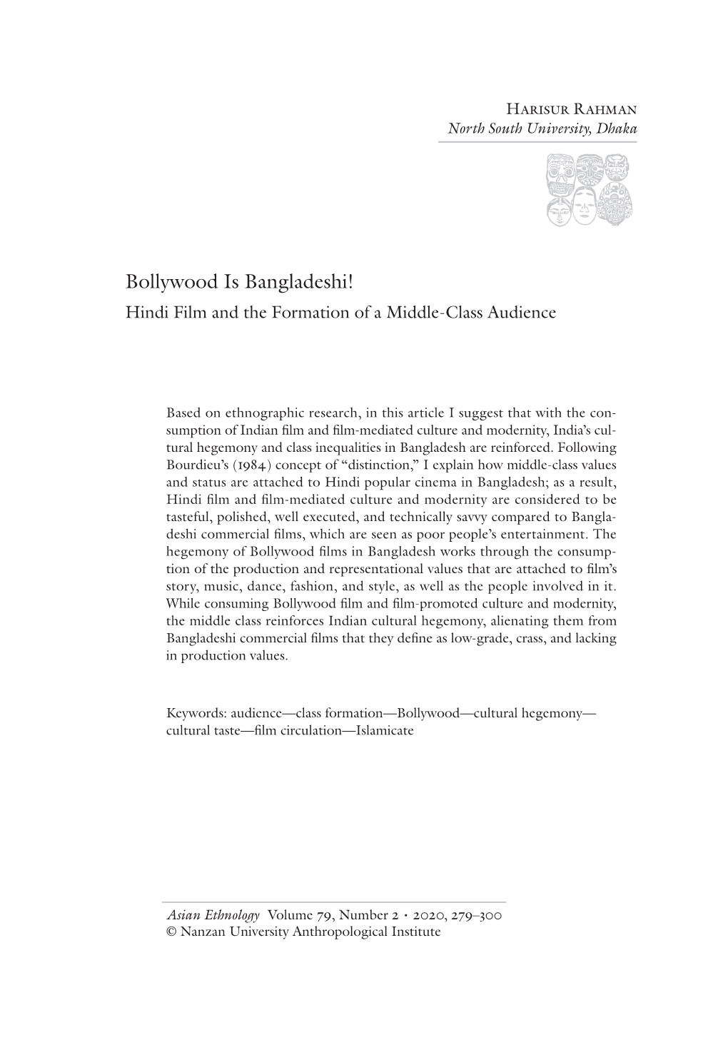Bollywood Is Bangladeshi! Hindi Film and the Formation of a Middle-Class Audience
