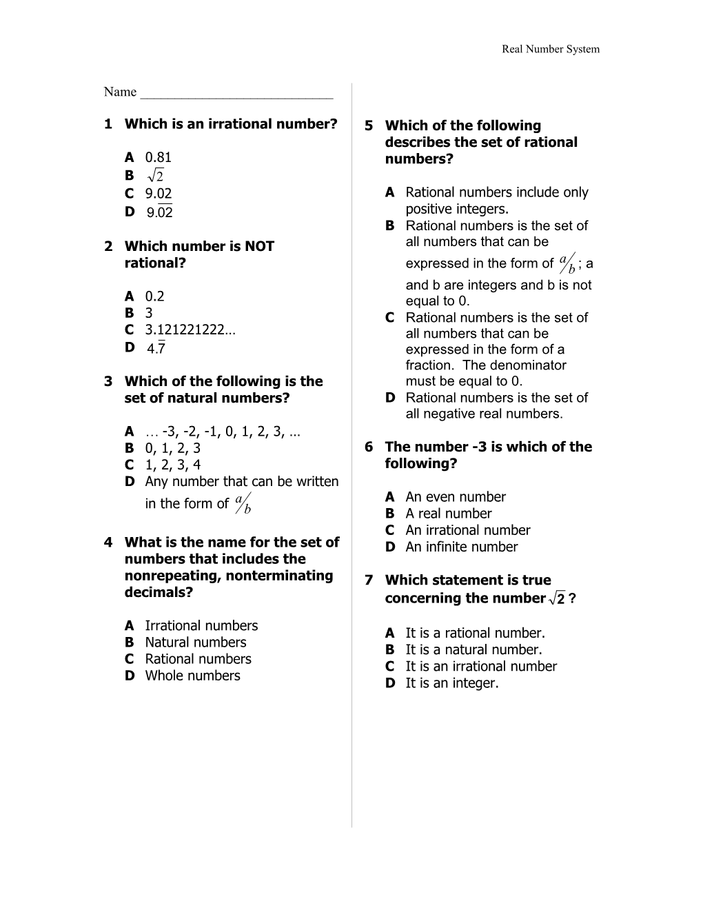 3 Which of the Following Is the Set of Natural Numbers?