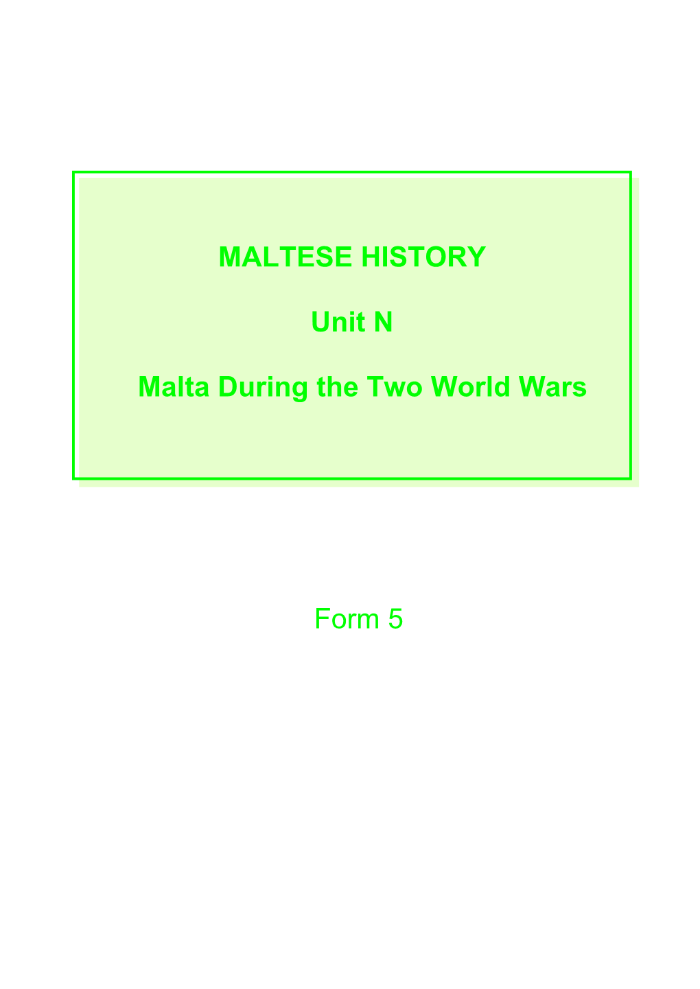 Malta During the Second World War (1940-1943) (1)