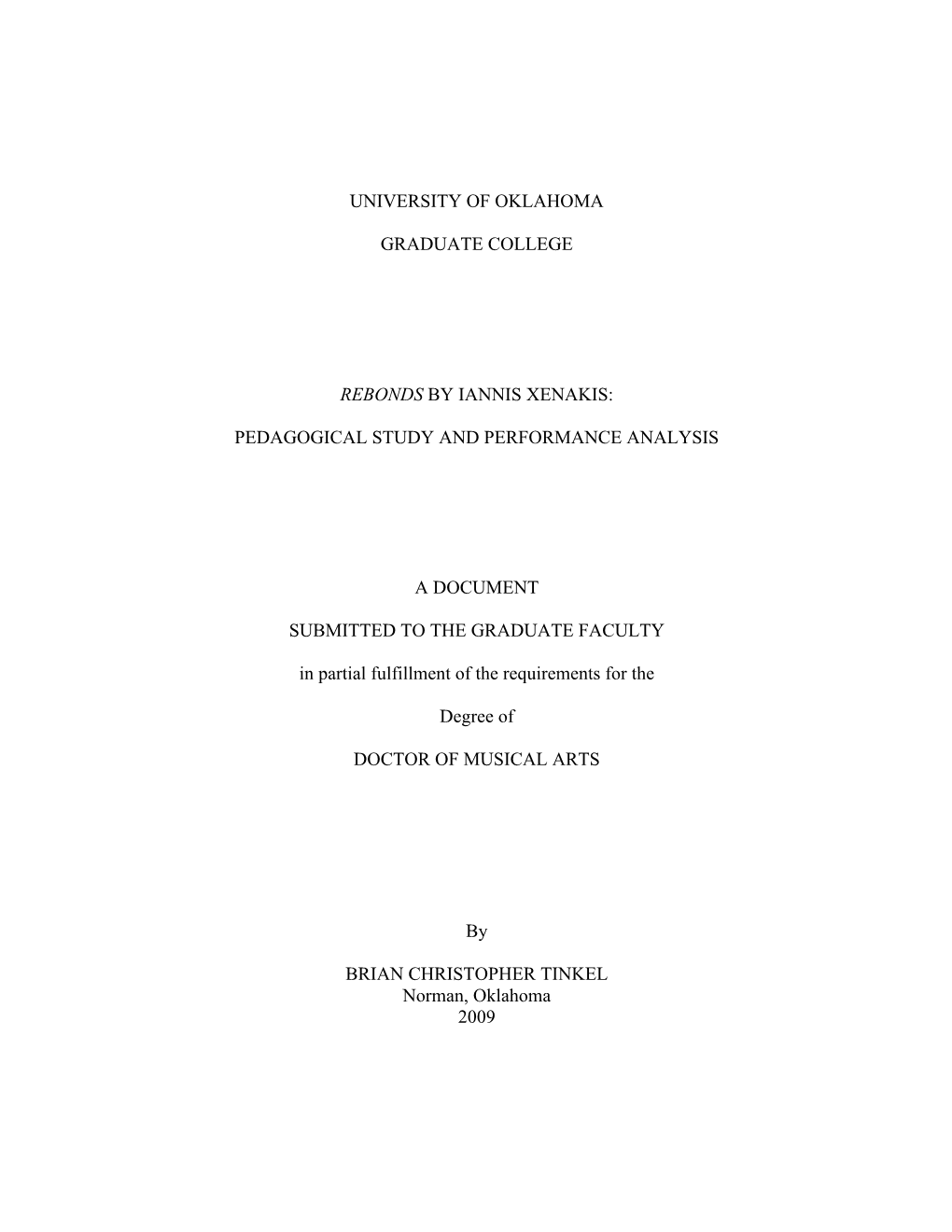 University of Oklahoma Graduate College Rebonds