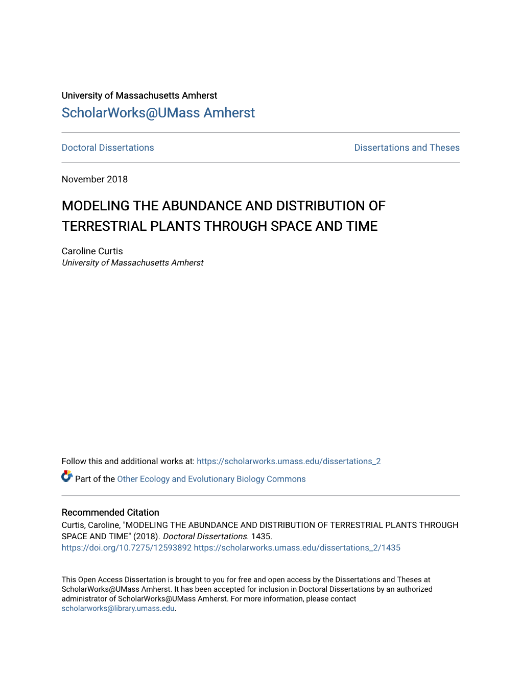 Modeling the Abundance and Distribution of Terrestrial Plants Through Space and Time