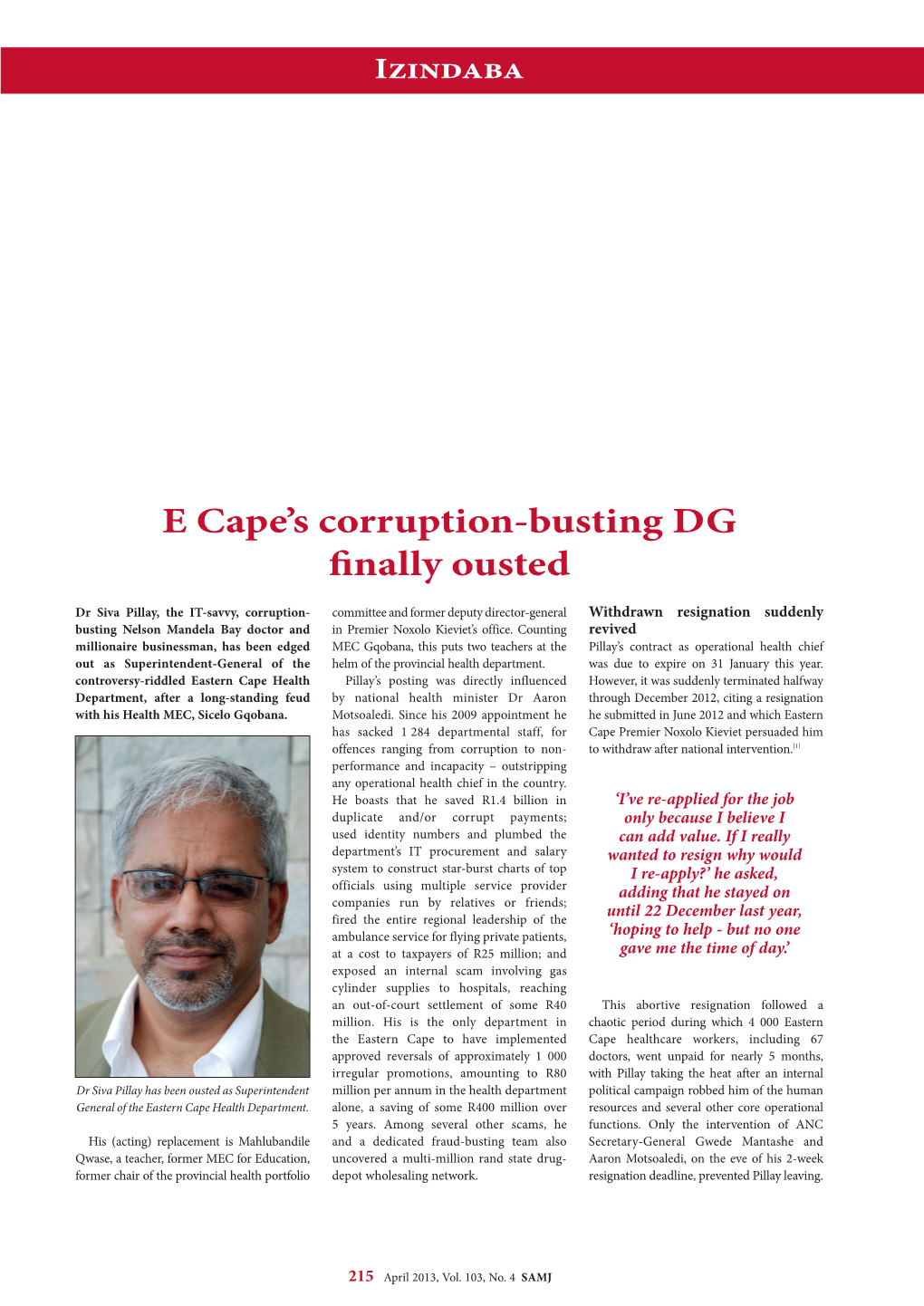 E Cape's Corruption-Busting DG Finally Ousted