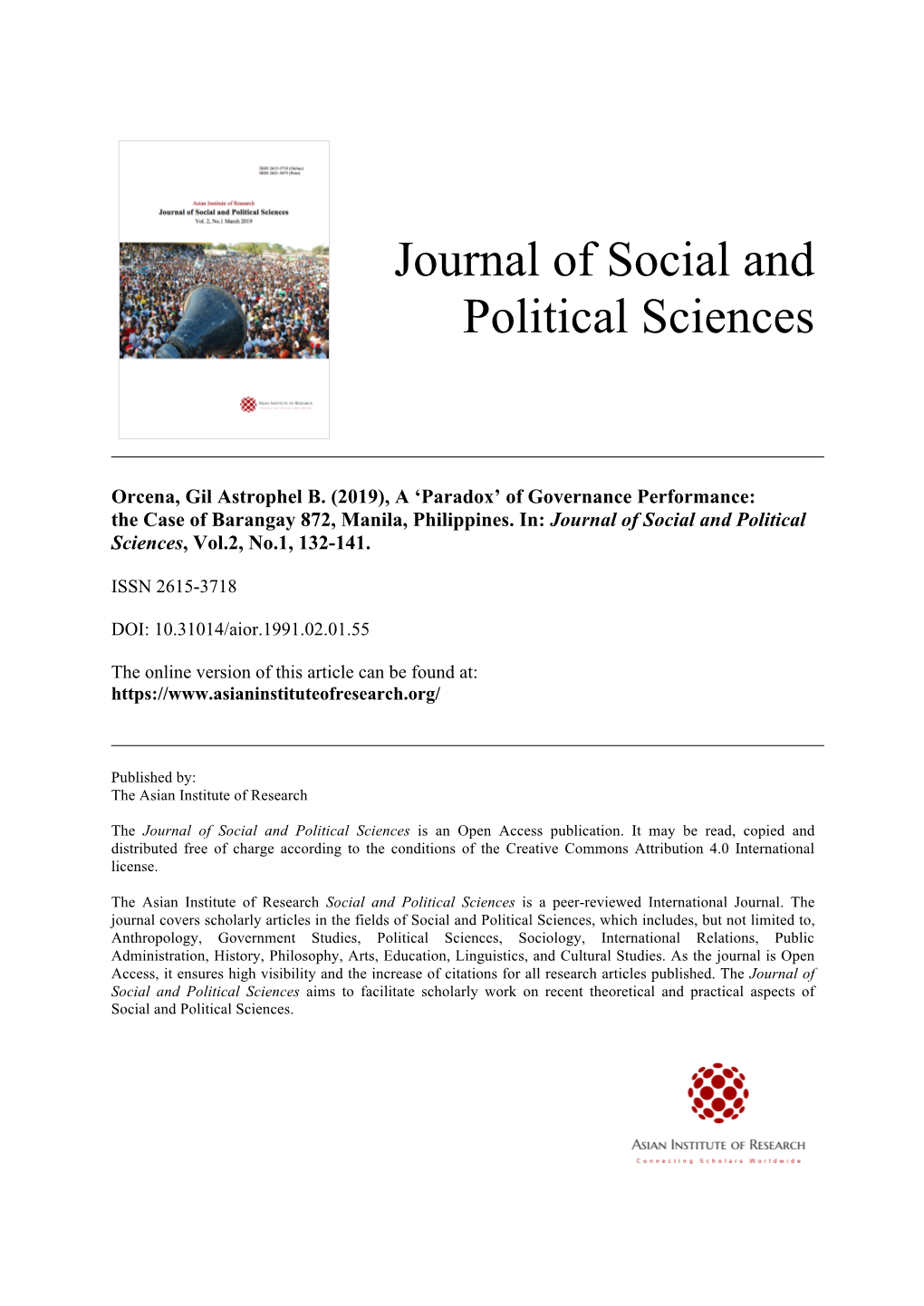 Journal of Social and Political Sciences