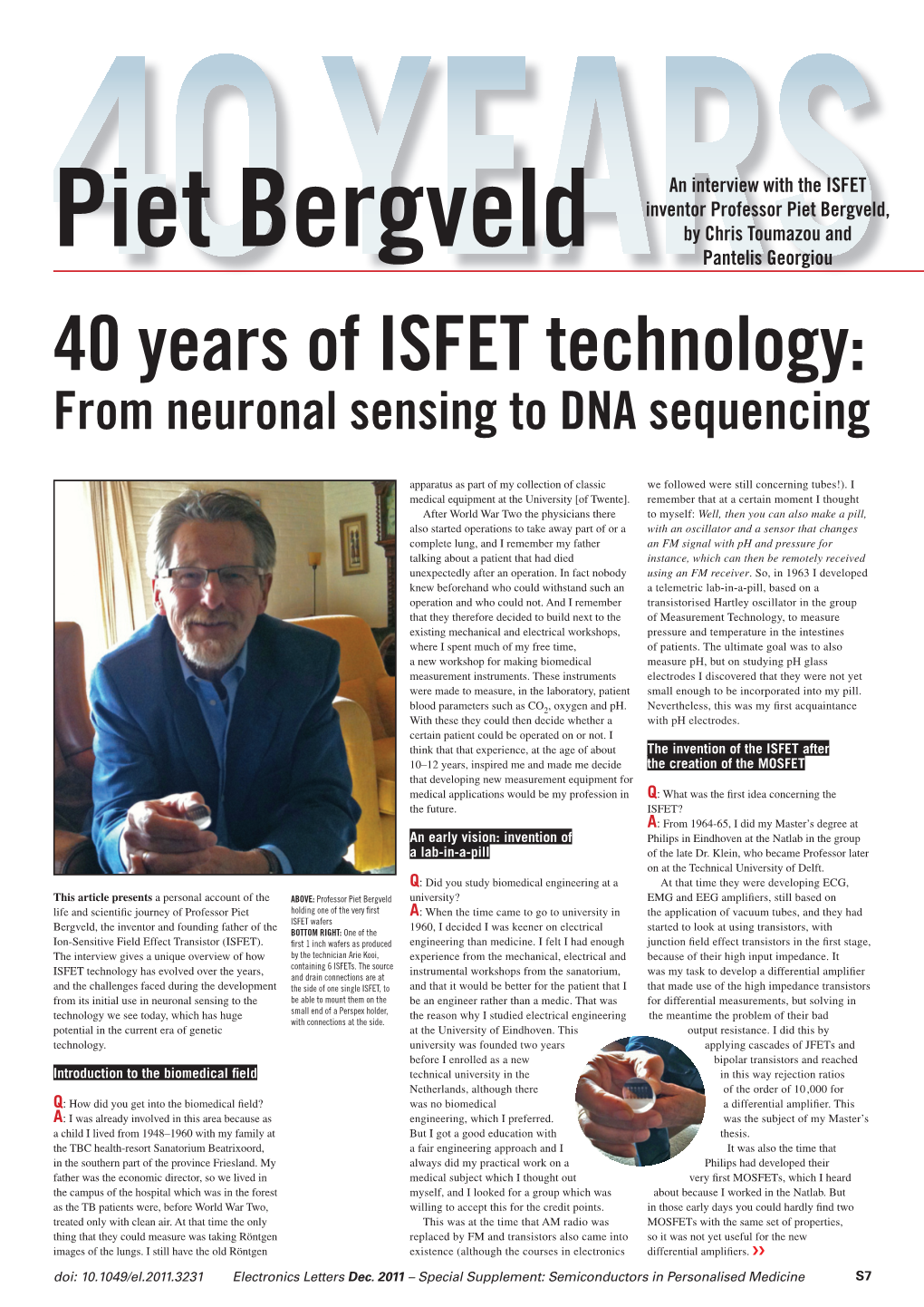 40 Years of ISFET Technology: from Neuronal Sensing to DNA Sequencing