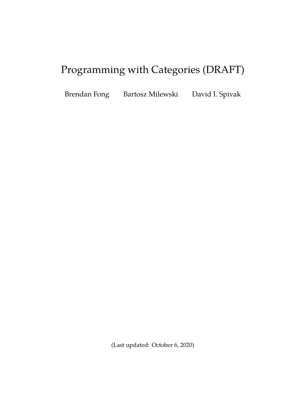 Programming with Categories (DRAFT)