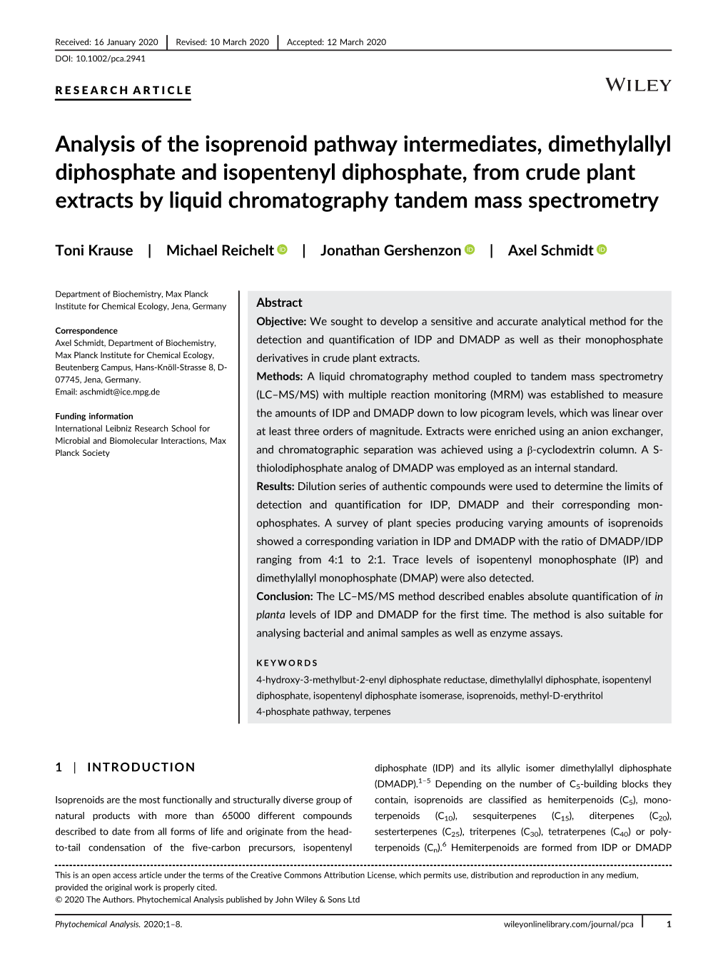 Analysis of the Isoprenoid Pathway Intermediates, Dimethylallyl